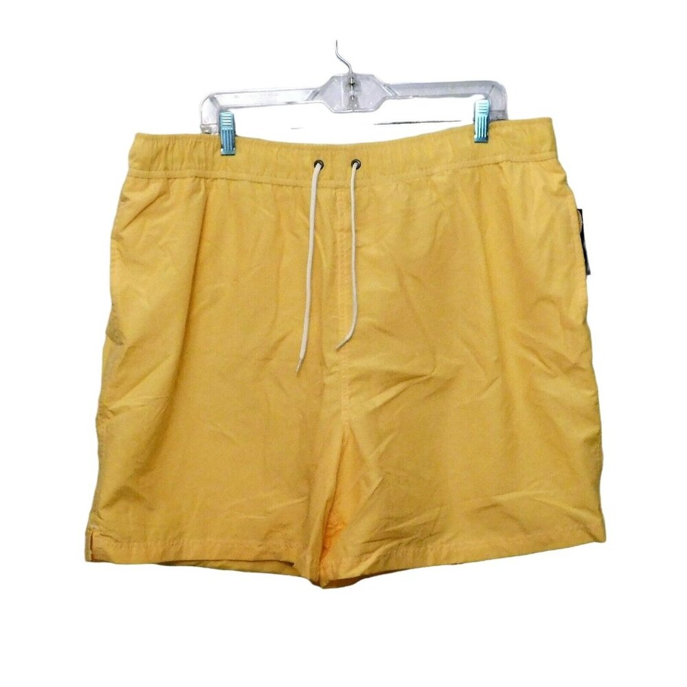 Roundtree & Yorke Swim Shorts XL Yellow Trunks Elastic Waist Pockets NEW